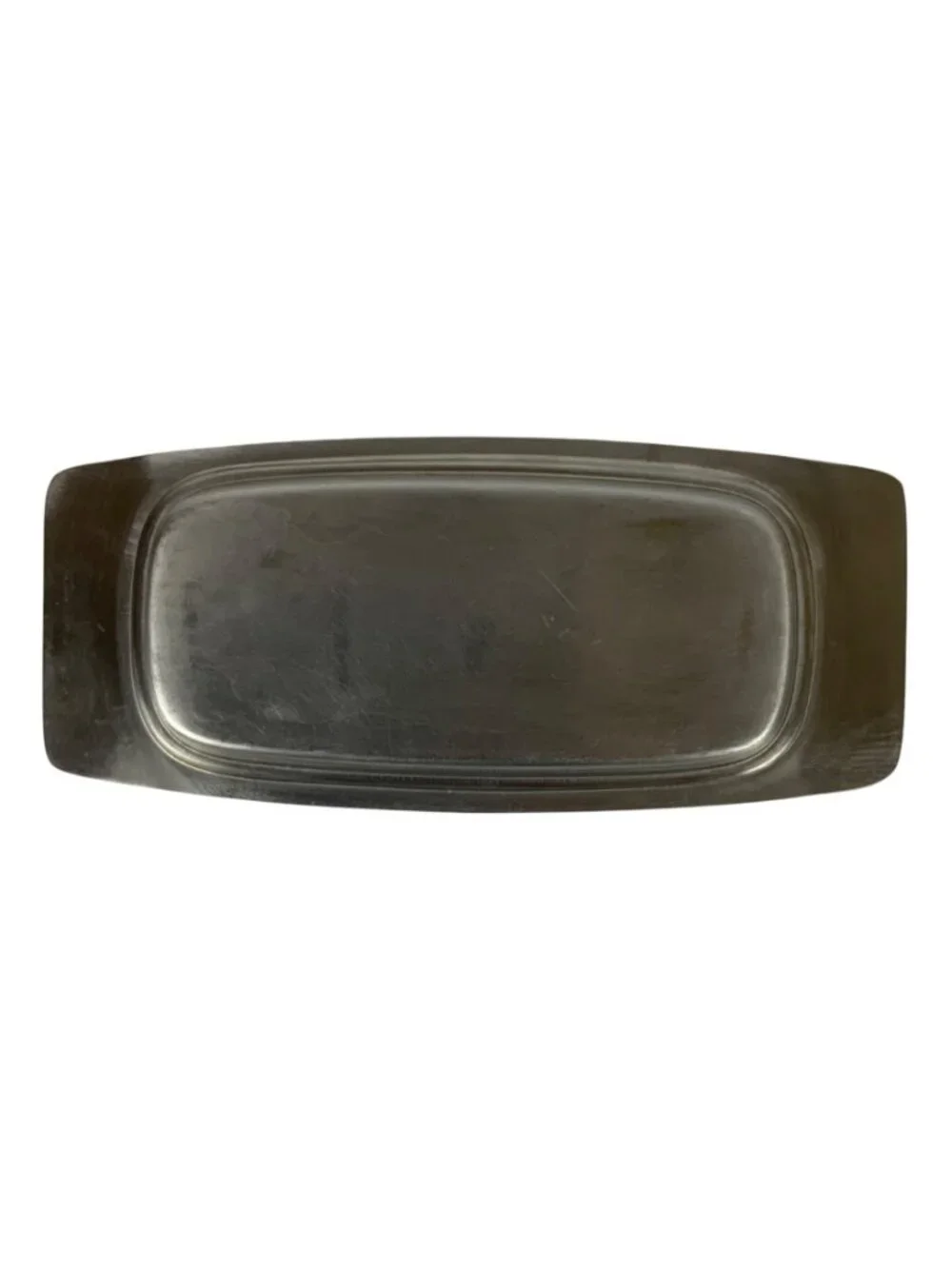 Vintage Stainless Steel Butter Dish With Lid & Black Handle Mid-Century Modern